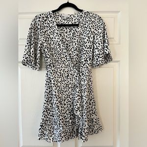 Top shop animal print white mini wrap dress